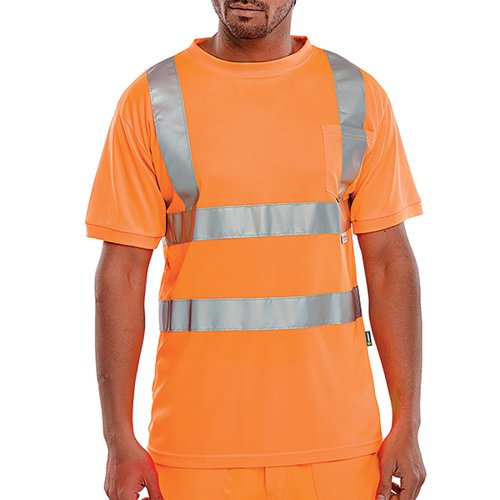 Beeswift Crew Neck High Visibility T-Shirt Orange 4XL