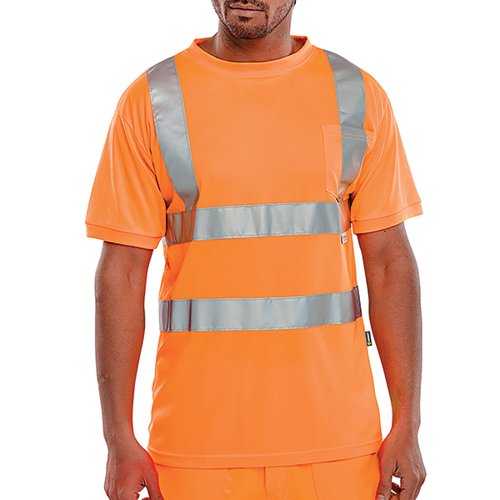 Beeswift Crew Neck High Visibility T-Shirt Orange M