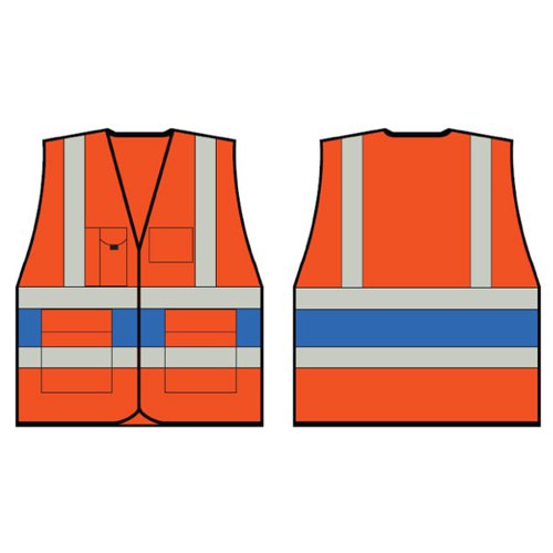 Beeswift High Visibility Executive Vest Orange/Royal Blue 2XL