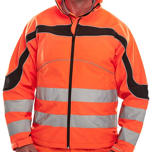 Beeswift Eton High Visibility Soft Shell Jacket Orange/Black 4XL