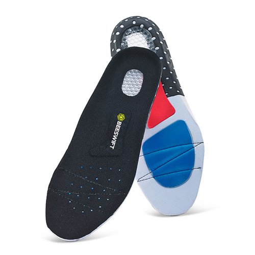 Beeswift Click gel insole, with high elastic EVA insole footbed with soft Latex. Shock absorption honeycomb heel, giving excellent comfort. Offers cushioning and support for the feet over extended walking and standing time. Protects the foot from impact and helps to alleviate the stress on joints and ligaments in the foot, to help prevent injury. Contains friction reducing top fabric for extra comfort. Fits in most shoes with a removable insole.