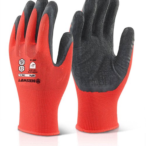 Beeswift M/P Black Latexpoly Glove Med