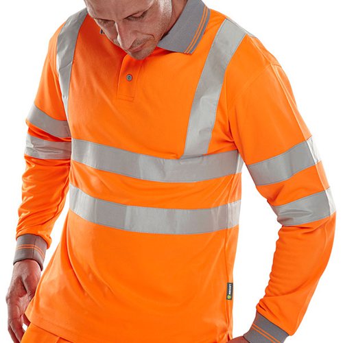Beeswift Long Sleeve Polo Shirt Orange S