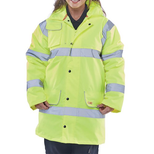 BSW22082 Beeswift Fleece Lined High Visibility Traffic Jacket Saturn Yellow 4XL