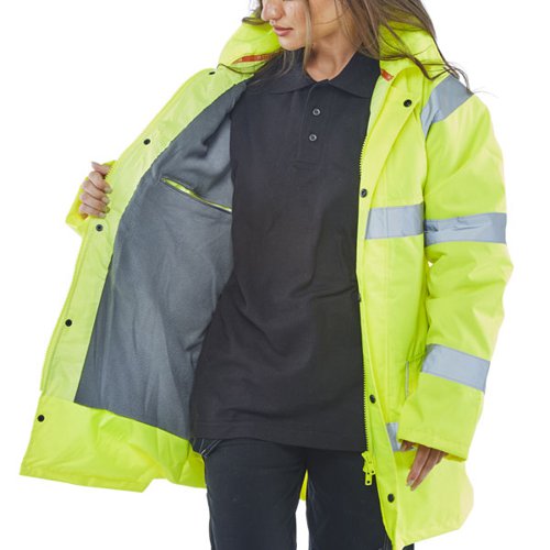 BSW22090 Beeswift Fleece Lined High Visibility Traffic Jacket Saturn Yellow 3XL