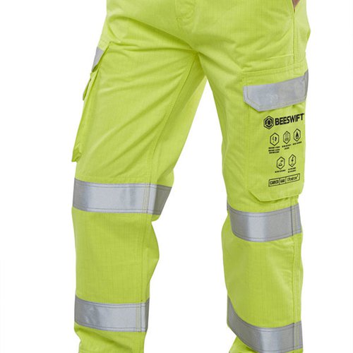 Beeswift High Visibility Trousers Saturn Yellow/Navy Blue 30T