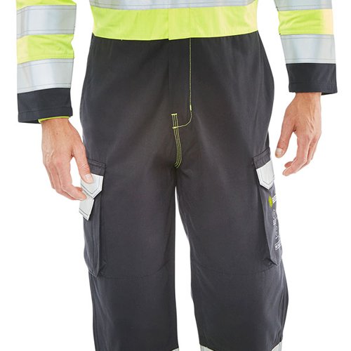 Beeswift ARC Flash High Visibility Coverall Saturn Yellow/Navy Blue 54
