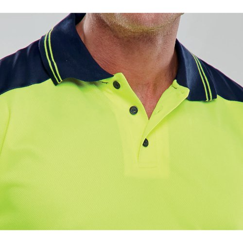 Beeswift PK Two Tone High Visibility Short Sleeve Polo Shirt Saturn Yellow/Navy Blue S