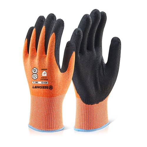 Beeswift Kutstop Microfoam Nitrile Gloves Cut Level 3 Amber