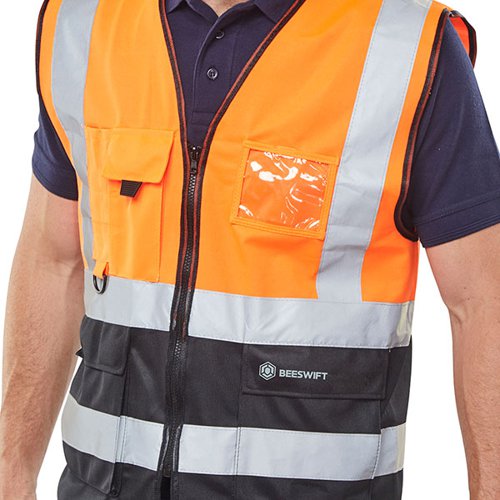 Beeswift High Visibility Two Tone Executive Waistcoat BSW24477 Buy online at Office 5Star or contact us Tel 01594 810081 for assistance