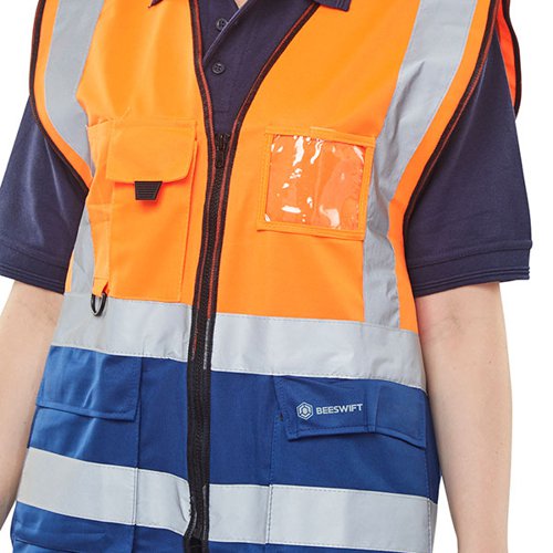 Beeswift High Visibility Two Tone Executive Waistcoat BSW24487 Buy online at Office 5Star or contact us Tel 01594 810081 for assistance