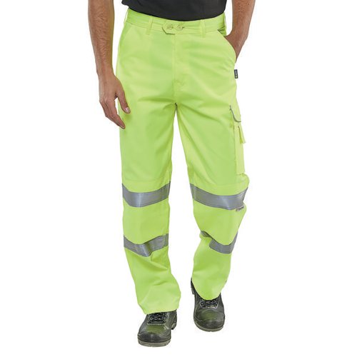 Beeswift Polycotton High Visibility Trousers Saturn Yellow 28T