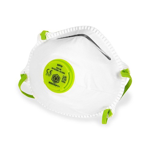 Beeswift FFP2V Moulded Valved Respirator Mask White (Pack of 5)