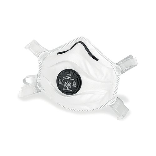 Beeswift FFP3 Moulded Valved Cup Respirator Mask White
