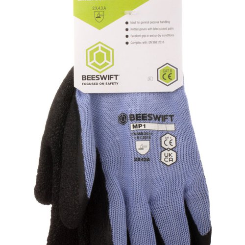 Beeswift Builders Multipurpose Latex Gloves 1 Pair Black XL