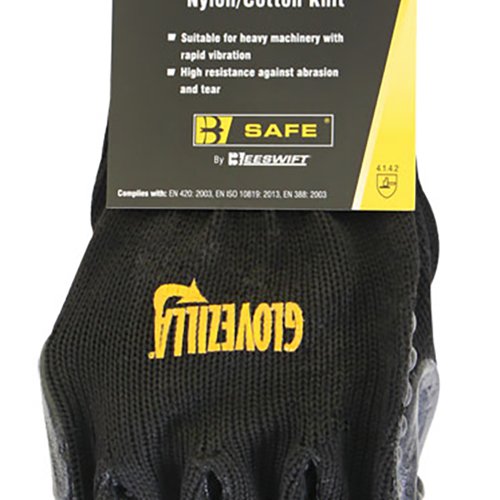 Beeswift Glovezilla High Performance Anti-Vibration Gloves 1 Pair Black XL