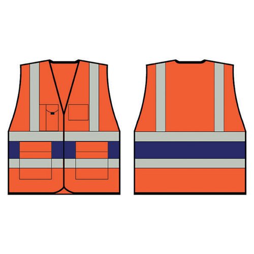 Beeswift High Visibility Executive Vest Orange/Navy Blue 2XL