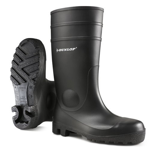Dunlop Protomaster Full Safety Wellington PVC Waterproof Boots 1 Pair Black 10.5