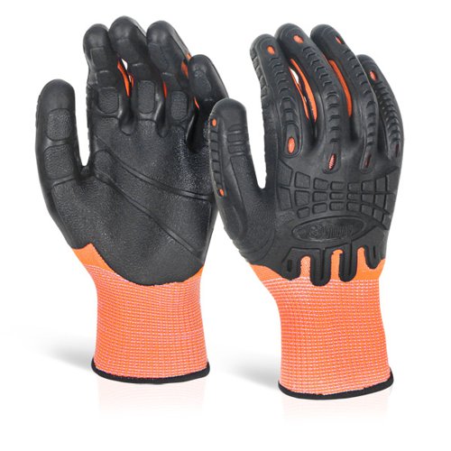 Beeswift Cut Resistant Fully Coated Impact Gloves 1 Pair Orange L