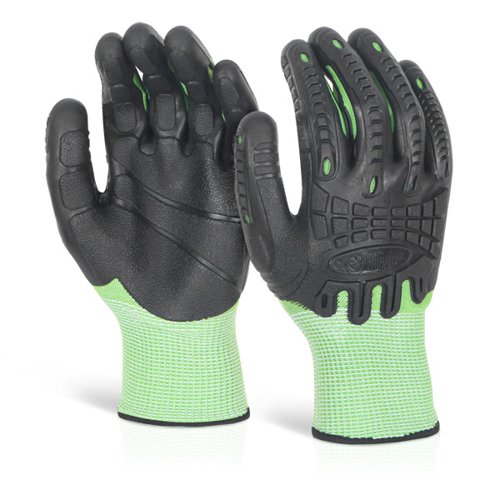 Beeswift Cut Resistant Fully Coated Impact Gloves 1 Pair Green S