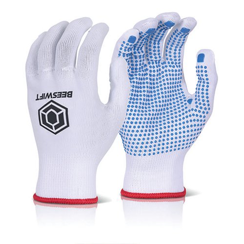 Beeswift TronixBlue Dot Gloves (Pack of 10) White S