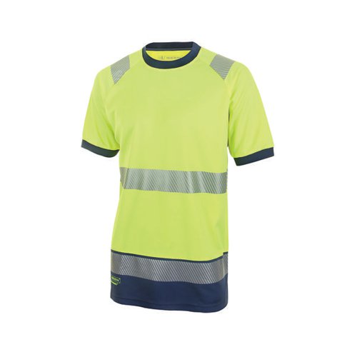 High Visibility Two Tone Short Sleeve T-Shirt Saturn Yellow/Navy Medium