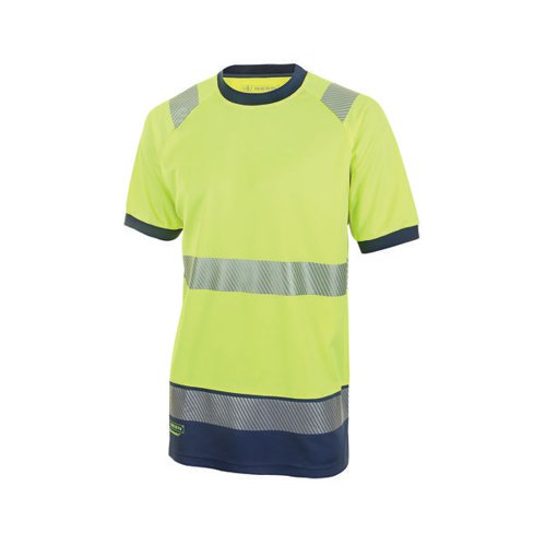 High Visibility Two Tone Short Sleeve T-Shirt Saturn Yellow/Navy Small