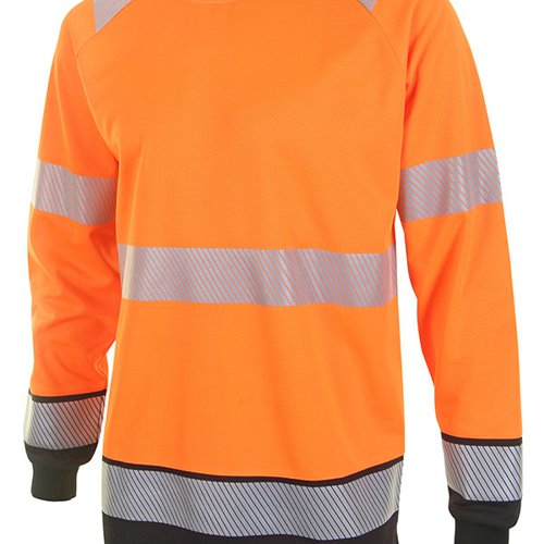 Beeswift High Visibility Two Tone Long Sleeve T-Shirt Orange/Black 3XL