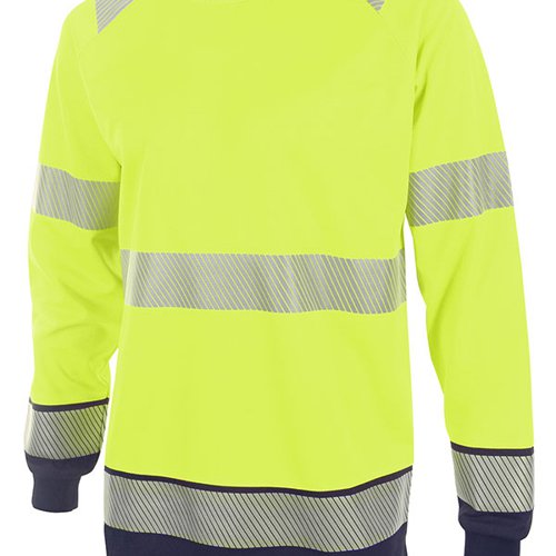 Beeswift High Visibility Two Tone Long Sleeve T-Shirt Saturn Yellow/Navy Blue 3XL