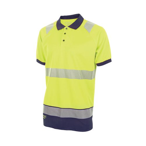 High Visibility 2 Tone Polo Shirt Short Sleeve Saturn Yellow/Navy Small
