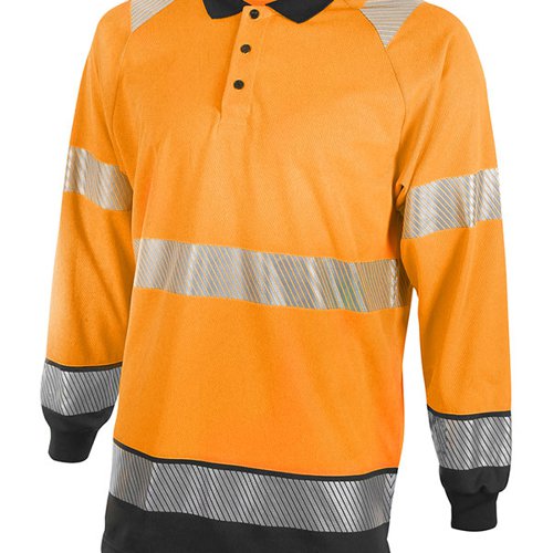 Beeswift High Visibility Two Tone Long Sleeve Polo Shirt Orange/Black 3XL