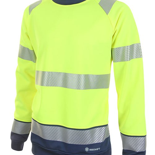 Beeswift High Visibility Two Tone Sweatshirt Saturn Yellow/Navy Blue L