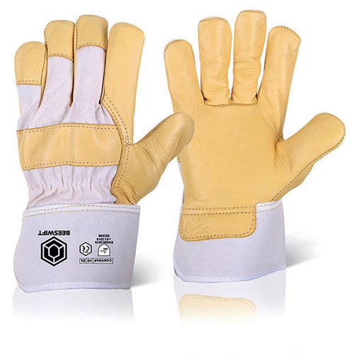 Beeswift Canadian Yellow Hide Rigger Gloves (Pack of 10) Yellow