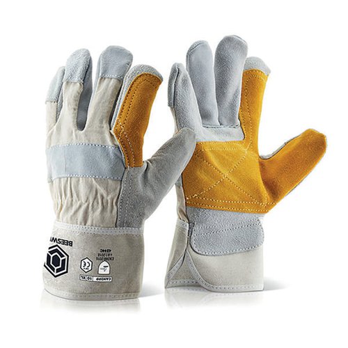 Beeswift Canadian Double Palm High Quality Rigger Gloves (Pack of 10) White
