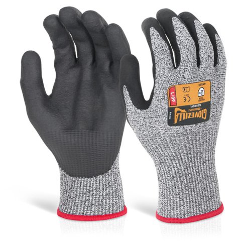 Beeswift Glovezilla Nitrile Palm Coated Gloves 1 Pair Grey M