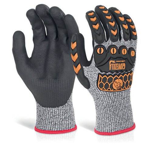 Beeswift Glovezilla Nitrile Palm Coated Gloves 1 Pair Grey L