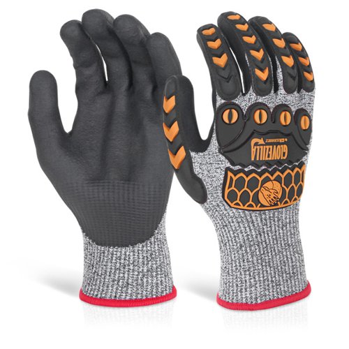Beeswift Glovezilla Nitrile Palm Coated Gloves 1 Pair Grey XL