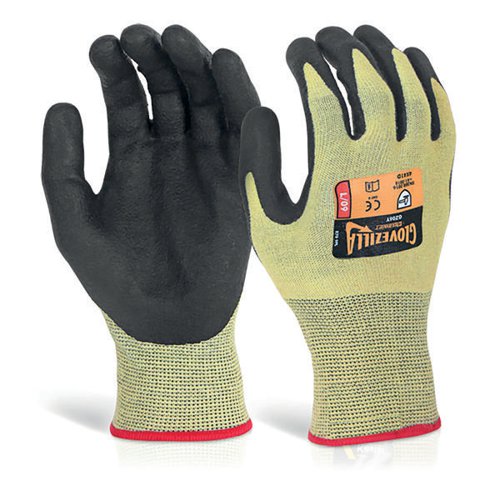 Beeswift Glovezilla Nitrile Palm Coated Gloves 1 Pair Yellow M