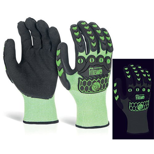 Beeswift Glovezilla Glow In The Dark GID Foam Nitrile Gloves 1 Pair Green L