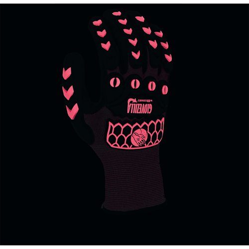 Beeswift Glovezilla Glow In The Dark GID Foam Nitrile Gloves 1 Pair Pink M