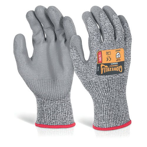 Beeswift Glovezilla PU Palm Coated Gloves 1 Pair Grey S