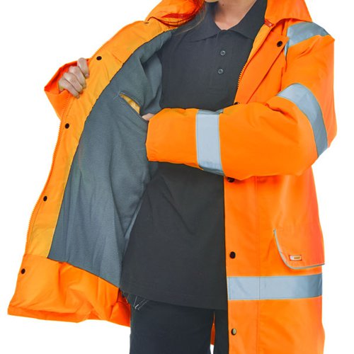 BSW37405 Beeswift Fleece Lined High Visibility Traffic Jacket Orange S