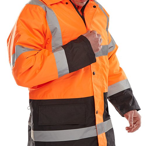 BSW37707 Beeswift Fleece Lined High Visibility Traffic Jacket Orange/Black M