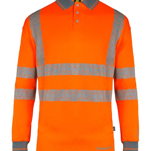 Beeswift Envirowear High Visibility Long Sleeve Polo Shirt Orange 3XL