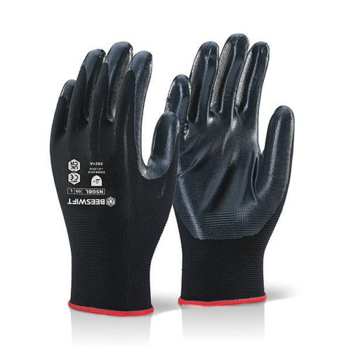 BSW43815 | Beeswift Nite Star Gloves have a 100% Nylon seamless shell with Nitrile coated palm and fingers. They have a ventilated back and are lightweight for maximum dexterity and comfort with sensitivity. Suitable for general assembly handling and engineering applications. EN388: 2003. Level 3 - Abrasion. Level 1 - Cut Resistance. Level 2 - Tear Resistance. Level 1 - Puncture.