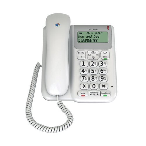 BT Decor 2200 Corded Analogue Telephone White 61127