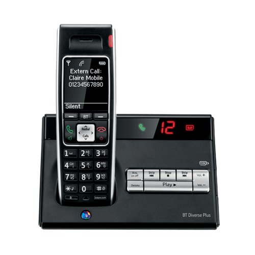 BT Diverse 7450 R DECT Cordless Phone With Answer Machine Black 060746