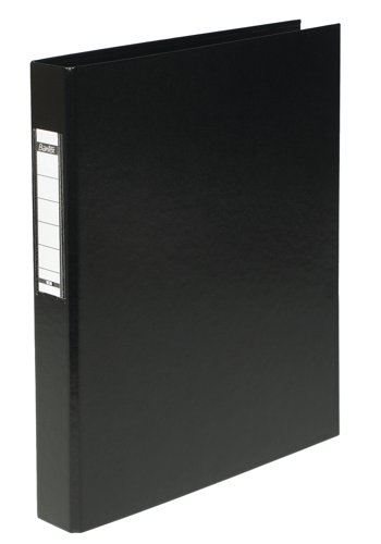 This Elba A4 ring binder is made from durable polypropylene covered board and features a standard 2 O-ring mechanism with a 25mm (250 sheet) capacity. The binder also comes with a self adhesive spine label for quick and easy identification of contents. This pack contains 10 black binders.