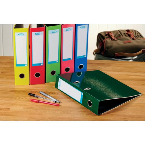 This bright, stylish Oxford Laminated file features a standard lever arch mechanism with a 70mm capacity. The file is made from high quality laminated paper over durable board for a high gloss finish. Perfect for implementing a colour coordinated system for professional office, or home filing, this A4 file has a large spine label and thumb hole for easy retrieval from a shelf. This pack contains 1 black file.