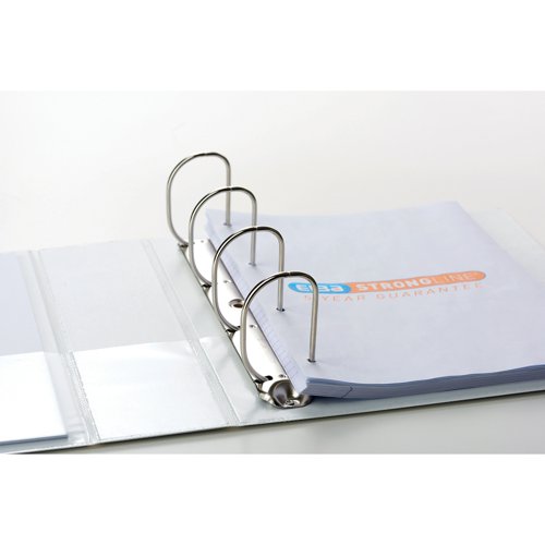 This premium quality Elba Panorama A4+ presentation ring binder features clear pockets on the front, back and spine for complete personalisation plus three inside pockets to hold loose papers and business cards. Made from strong polypropylene material for durability, this ring binder features a 4 D-ring mechanism and is ideal for professional reports, presentations, projects and more. Supplied in a pack of 10 white presentation ring binders.